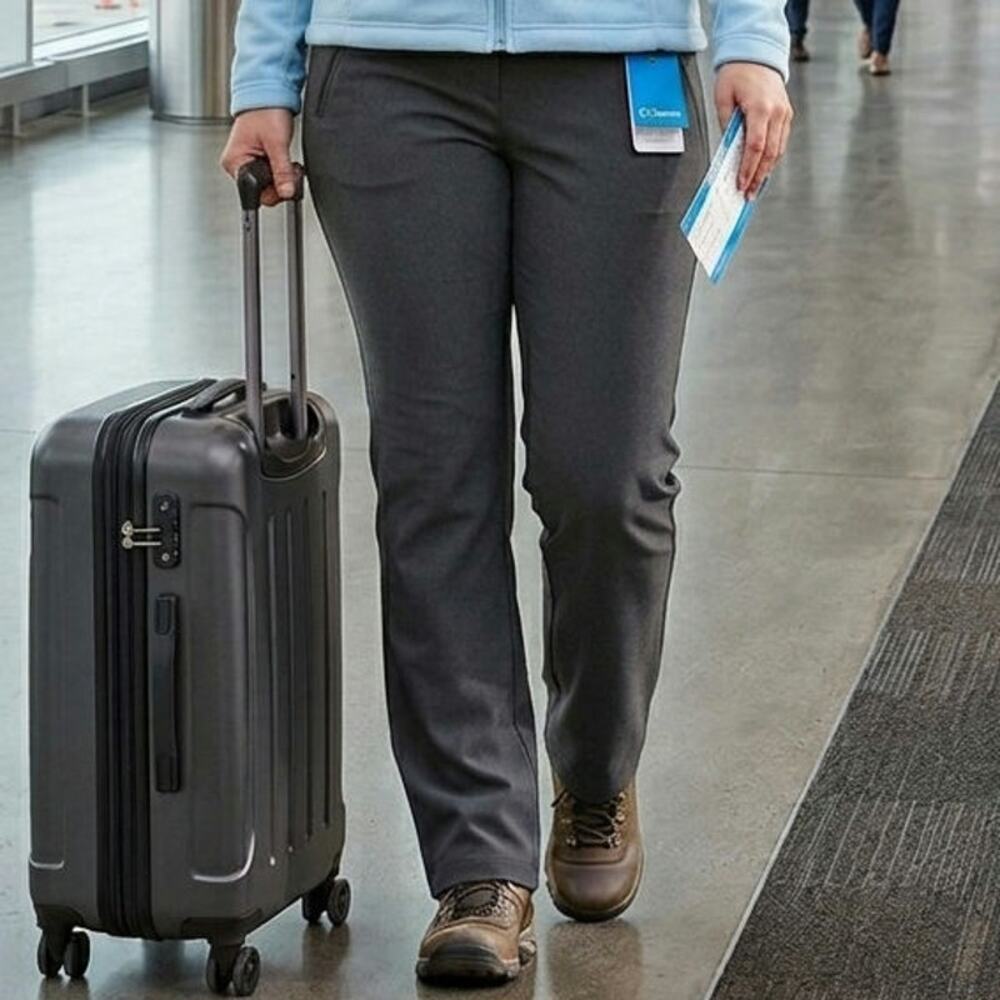 Columbia Women's Pull-on Fleece Travel Pants Wide-leg Angled Front Slip Pockets